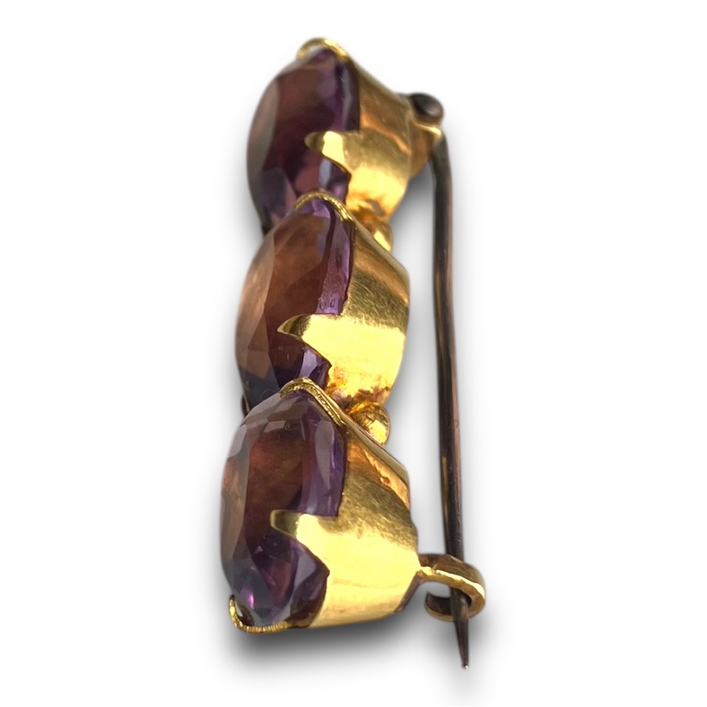 Antique Victorian 14k Gold & Amethyst Brooch - Picture 6 of 8